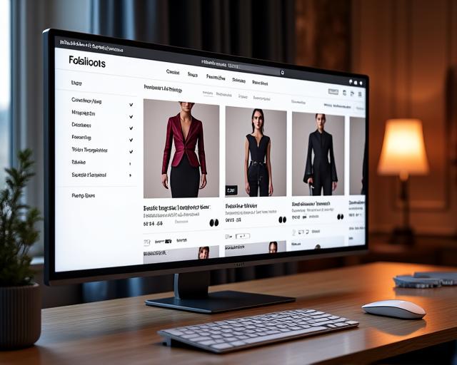 The user interface of a high-end fashion e-commerce website.