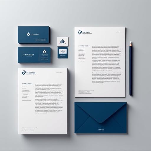 A collage of branding materials including business cards and letterheads.