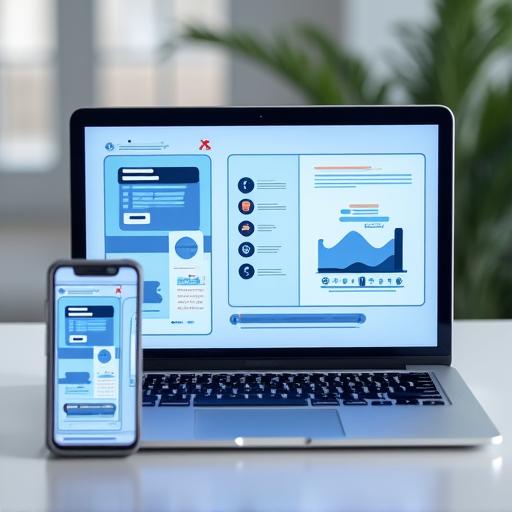 A user interface design being shown on a laptop and a mobile phone screen.
